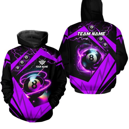 Personalized Purple 8 Ball Hoodie For Men Women Custom All Over Print 3D Billiard Hoodie TDM1448