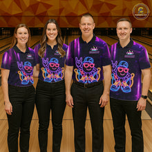 Load image into Gallery viewer, Funny Neon Bowling Ball Polo &amp; Quarter Zip Shirt For Women Custom Bowling League Team Jersey TDM6520