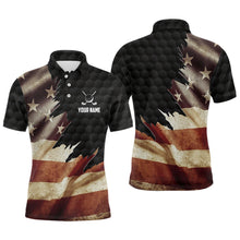 Load image into Gallery viewer, Retro American Flag Mens Golf Polo Shirts Custom Patriotic Golf Shirts For Men Best Golf Gifts TDM1822