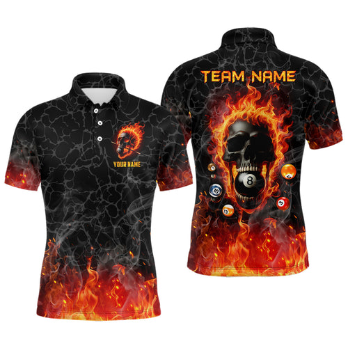 Billiards 8 Ball Flame Skull Fire Custom Pool Shirts For Men, Unique Team League Billiard Jerseys TDM1826