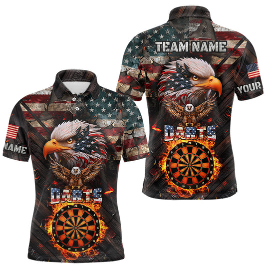 American Flag 3D Dartboard Fire Flame Custom Eagle Darts Shirt For Men, Patriotic Darts Team Jersey TDM1828