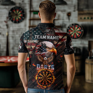 American Flag 3D Dartboard Fire Flame Custom Eagle Darts Shirt For Men, Patriotic Darts Team Jersey TDM1828