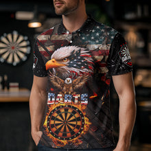 Load image into Gallery viewer, American Flag 3D Dartboard Fire Flame Custom Eagle Darts Shirt For Men, Patriotic Darts Team Jersey TDM1828