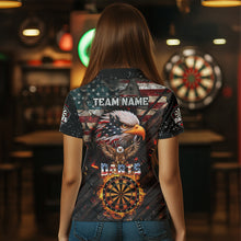 Load image into Gallery viewer, American Flag 3D Dartboard Fire Flame Custom Eagle Darts Shirt For Women, Patriotic Darts Team Jersey TDM1828