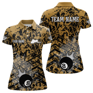 Personalized Flame 8 Ball Custom Yellow Camo Abstract Billiard Shirt For Women, Pool Billiard Jerseys TDM2987