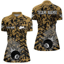 Load image into Gallery viewer, Personalized Flame 8 Ball Custom Yellow Camo Abstract Billiard Shirt For Women, Pool Billiard Jerseys TDM2987