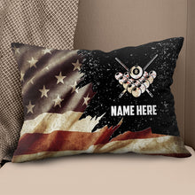Load image into Gallery viewer, Personalized Retro Us Flag Billiard Throw Pillow, Best Patriotic Pillows TDM0908