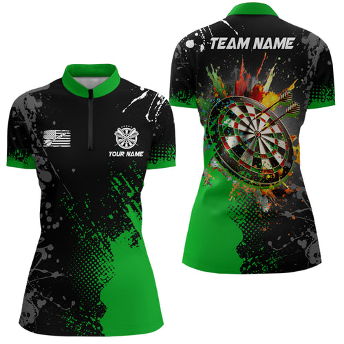 Personalized Paint Red 3D Dartboard Women Quarter-Zip Shirts Custom Darts Jerseys Attire TDM1249