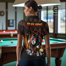 Load image into Gallery viewer, Orange Funny 8 Ball Pool Billiard Shirt For Women Custom Flame Billiard Team Jersey Polo &amp; 1/4 Zip TDM6347