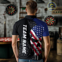 Load image into Gallery viewer, Grunge American Flag Skull Darts Shirt For Men Custom Patriotic Darts Team Jerseys Polo &amp; 1/4 Zip TDM4197