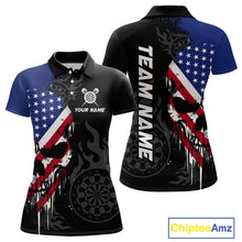 Load image into Gallery viewer, Grunge American Flag Skull Darts Shirt For Women Custom Patriotic Darts Team Jerseys Polo &amp; 1/4 Zip TDM4197