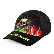 Load image into Gallery viewer, Personalized Funny 3D Skull Baseball Darts Caps Custom Name Colorful Fire Darts Hat Gifts TDM2241