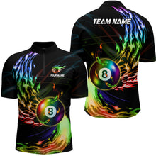Load image into Gallery viewer, Personalized 8 Ball Pool Rainbow Fire Flame Billiard Shirts For Men, Colorful Billiard Jerseys TDM3240