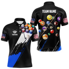 Load image into Gallery viewer, Personalized Black Blue 3D Pool Balls Billiard Shirts For Men Custom Team 8 Ball Billiard Jerseys TDM3575