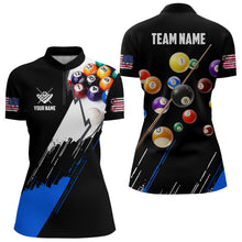Load image into Gallery viewer, Personalized Black Blue 3D Pool Balls Billiard Shirts For Women Custom Team 8 Ball Billiard Jerseys TDM3575