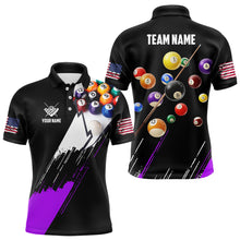Load image into Gallery viewer, Personalized Black Purple 3D Pool Balls Billiard Shirts For Men Custom Team 8 Ball Billiard Jerseys TDM3576