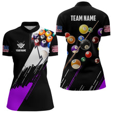 Load image into Gallery viewer, Personalized Black Purple 3D Pool Balls Billiard Shirts For Women Custom Team 8 Ball Billiard Jerseys TDM3576