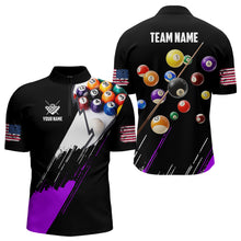 Load image into Gallery viewer, Personalized Black Purple 3D Pool Balls Billiard Shirts For Men Custom Team 8 Ball Billiard Jerseys TDM3576