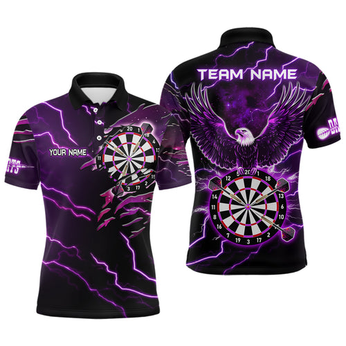 Personalized Thunder Lightning Eagle Purple Darts Shirt Polo & Quarter Zip For Men Dart Team Jersey TDM3578