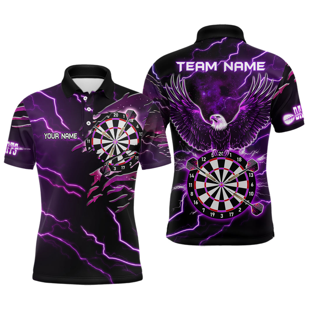 Personalized Thunder Lightning Eagle Purple Darts Shirt Polo & Quarter Zip For Men Dart Team Jersey TDM3578