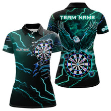 Load image into Gallery viewer, Personalized Thunder Lightning Eagle Turquoise Darts Shirt Polo &amp; Quarter Zip For Women Dart Jerseys TDM3579