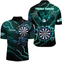 Load image into Gallery viewer, Personalized Thunder Lightning Eagle Turquoise Darts Shirt Polo &amp; Quarter Zip For Men Dart Jerseys TDM3579