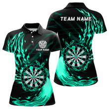 Load image into Gallery viewer, Turquoise Fire Flame Dartboard Darts Polo &amp; Quarter Zip Custom Dart Shirts For Women Dart Jerseys TDM3739