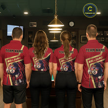 Load image into Gallery viewer, Red Funny 8 Ball Pool Billiard Shirt For Women Custom Gold Billiard Team Jersey Polo &amp; 1/4 Zip TDM6354