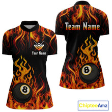 Load image into Gallery viewer, Billiard Fire 8 Ball Flame Custom Women&#39;s Billiard Shirts, Billiard Team Pool Jerseys |Orange TDM4011
