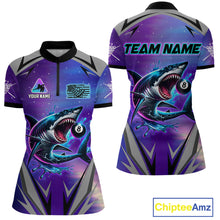 Load image into Gallery viewer, Personalized Shark 8 Ball Pool Billiard Shirt For Women Custom Purple Blue Billiard Team Jersey TDM4367