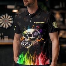 Load image into Gallery viewer, Personalized Funny 3D Darts Skull Colorful Fire Darts Polo Shirts For Men Custom Dart Team Jerseys TDM1261