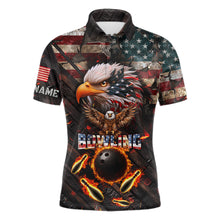 Load image into Gallery viewer, Vintage American Flag Bowling Shirt For Men Custom Eagle Bowling Team Jersey Polo &amp; 1/4 Zip TDM6107