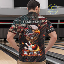 Load image into Gallery viewer, American Flag Flame Eagle Bowling Shirt For Men Custom Patriotic Bowling Jersey Polo &amp; 1/4 Zip TDM6108