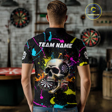 Load image into Gallery viewer, Personalized Funny Skull Colorful Paint Dart Shirt For Men Custom Darts Team Jersey Polo &amp; 1/4 Zip TDM4213