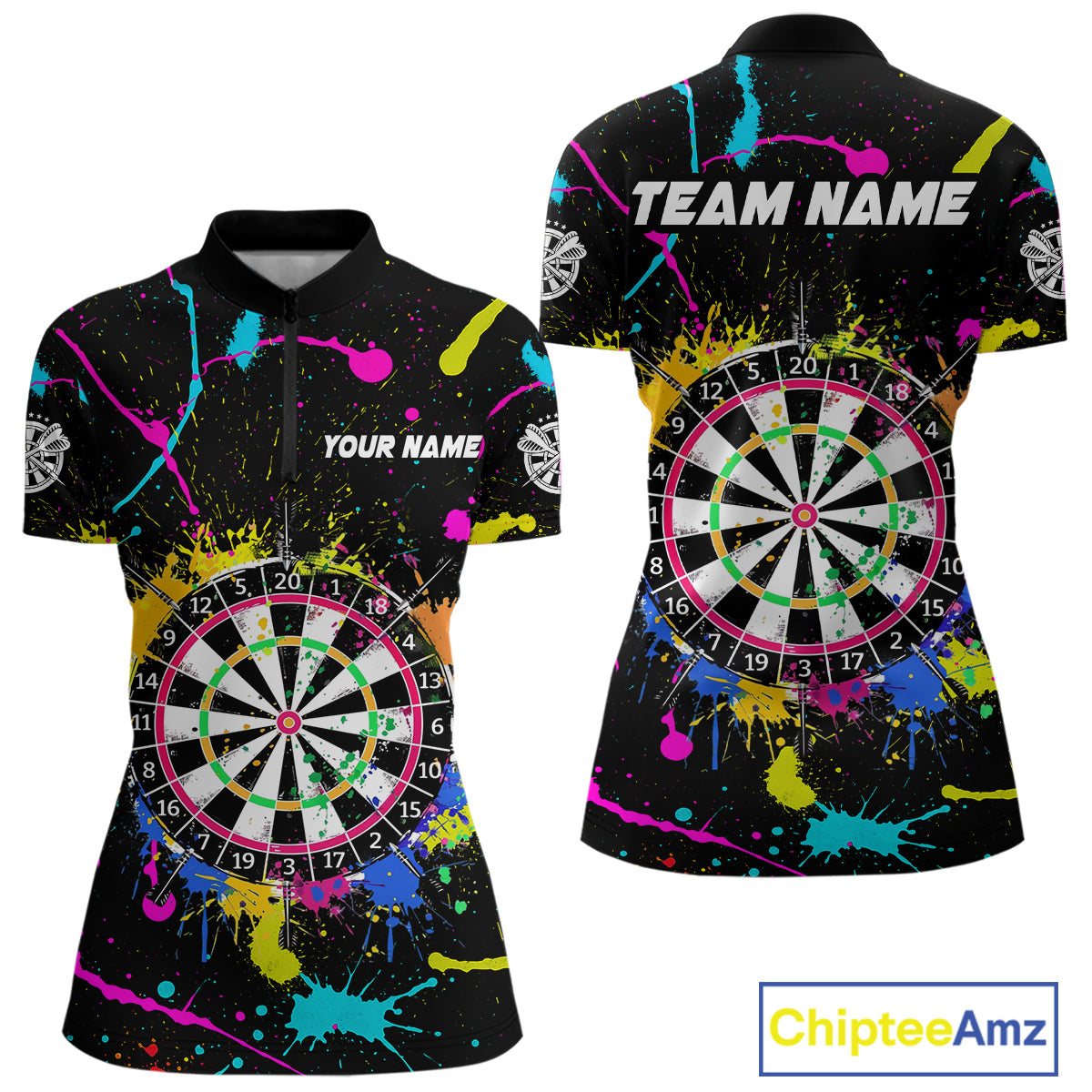 Funny Colorful Paint Darts Jersey For Women Custom Polo & Quarter Zip Darts Team Shirts Outfit TDM4602