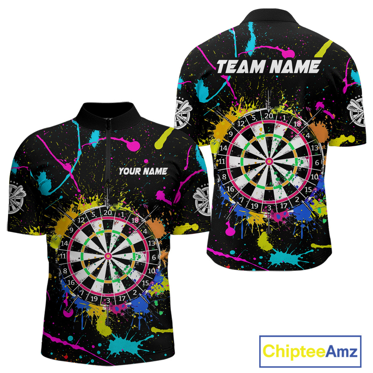 Funny Colorful Paint Darts Jersey For Men Custom Polo & Quarter Zip Darts Team Shirts Outfit TDM4602