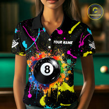 Load image into Gallery viewer, Funny 8 Ball Pool Colorful Paint Splash Custom Billiard Shirt For Women, Billiard Team Jersey Outfit TDM4603