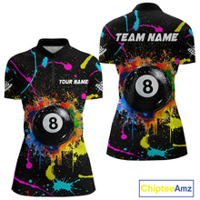 Load image into Gallery viewer, Funny 8 Ball Pool Colorful Paint Splash Custom Billiard Shirt For Women, Billiard Team Jersey Outfit TDM4603