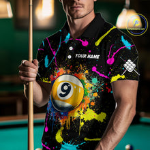 Load image into Gallery viewer, Funny 9 Ball Pool Colorful Paint Splash Custom Billiard Shirt For Men, Billiard Team Jersey Outfit TDM4604