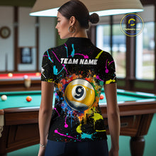 Load image into Gallery viewer, Funny 9 Ball Pool Colorful Paint Splash Custom Billiard Shirt For Women, Billiard Team Jersey Outfit TDM4604