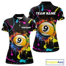 Load image into Gallery viewer, Funny 9 Ball Pool Colorful Paint Splash Custom Billiard Shirt For Women, Billiard Team Jersey Outfit TDM4604