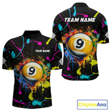 Load image into Gallery viewer, Funny 9 Ball Pool Colorful Paint Splash Custom Billiard Shirt For Men, Billiard Team Jersey Outfit TDM4604