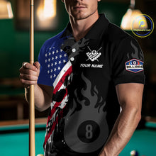 Load image into Gallery viewer, Grunge American Flag Skull 8 Ball Pool Custom Men Billiard Shirts, Patriotic Billiard Team Jerseys  TDM3249