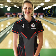 Load image into Gallery viewer, Personalized Bowling Jersey For Women Custom Black And Red Bowling Team Shirt Polo &amp; 1/4 Zip TDM6116