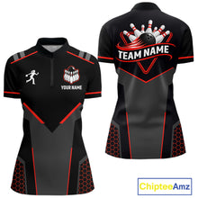 Load image into Gallery viewer, Personalized Bowling Jersey For Women Custom Black And Red Bowling Team Shirt Polo &amp; 1/4 Zip TDM6116