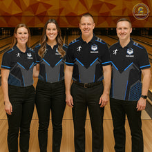 Load image into Gallery viewer, Personalized Bowling Jersey For Women Custom Black And Blue Bowling Team Shirt Polo &amp; 1/4 Zip TDM6117