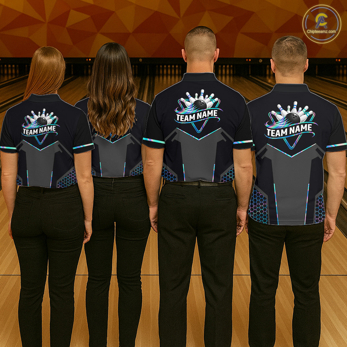 Personalized Holographic Bowling Jersey For Men Custom Bowling Team Shirts Polo & Quarter Zip TDM6118