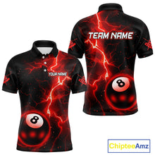 Load image into Gallery viewer, Red And Black 8 Ball Striking Thunder Lightning Billiard Shirt For Men Custom Pool Team Jerseys TDM4388