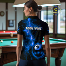 Load image into Gallery viewer, Blue And Black 8 Ball Striking Thunder Lightning Billiard Shirt For Women Custom Pool Team Jerseys TDM4389