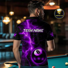 Load image into Gallery viewer, Purple And Black 8 Ball Striking Thunder Lightning Billiard Shirt For Men Custom Pool Team Jerseys TDM4390